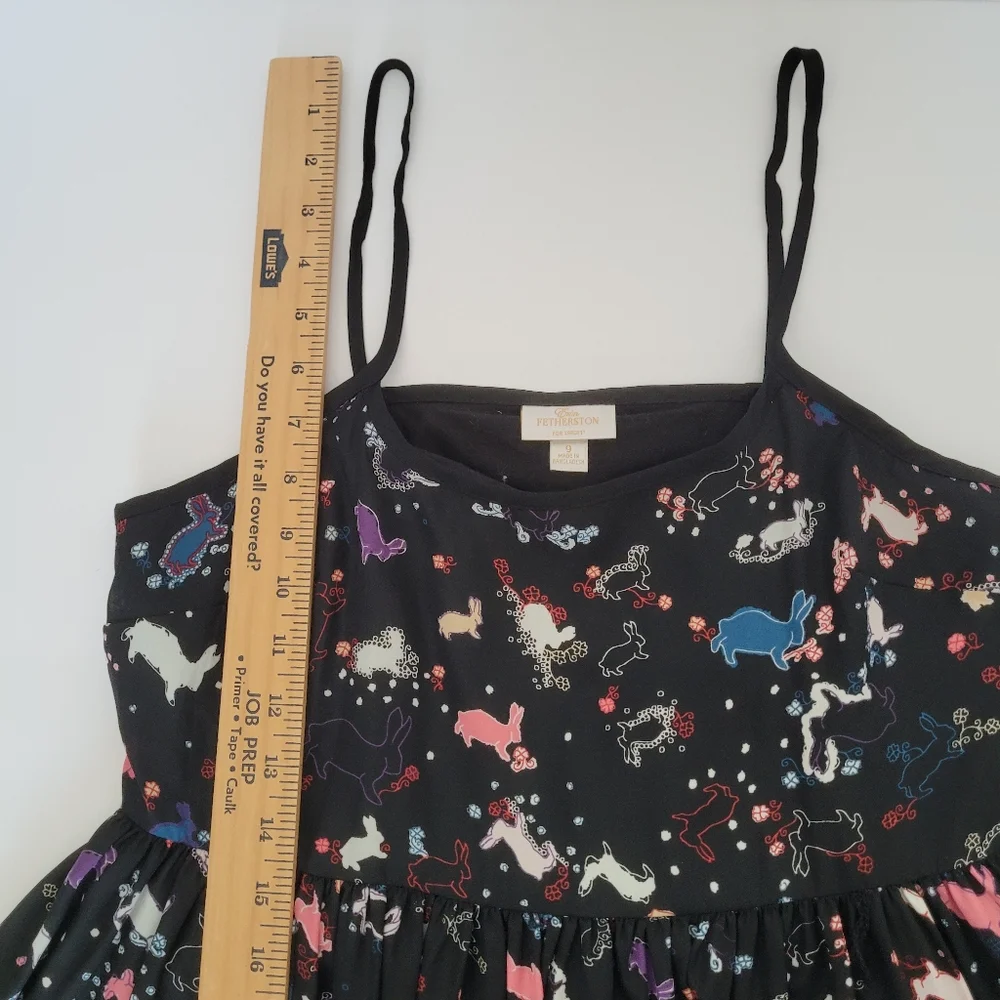 Erin Fetherston Target Slip Babydoll Dress Juniors 9 Black Novelty Flare Rabbit - Picture 5 of 13